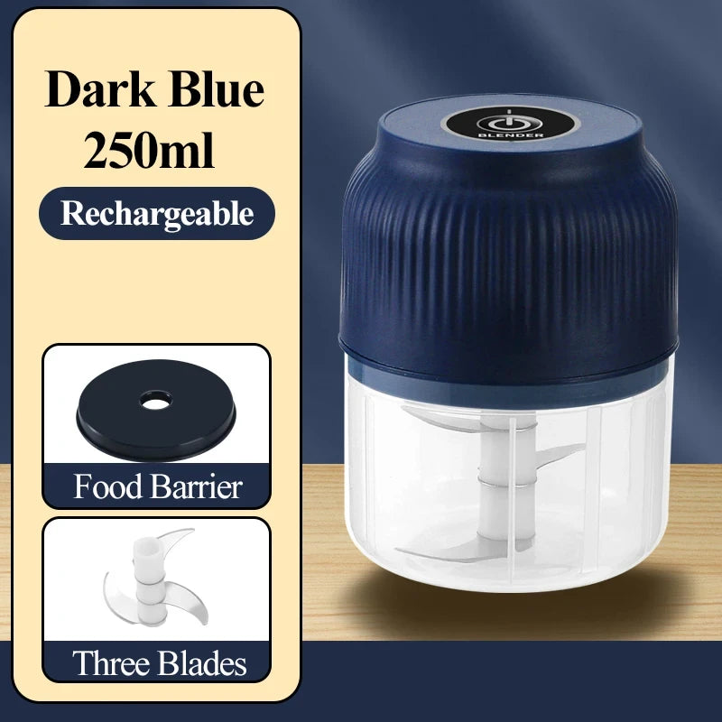 250ml Mini Wireless Electric Vegetable Chopper - Portable USB Rechargeable Garlic Crusher & Food Processor