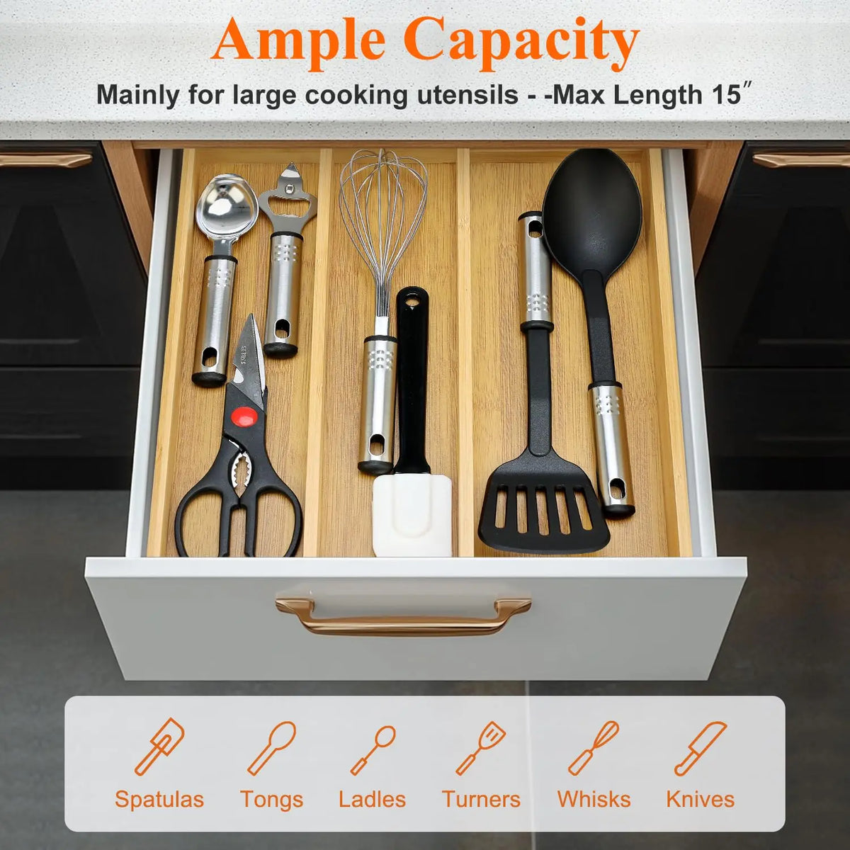 ZipChop™ Compact Space-Saving Bamboo Cutlery Organizer