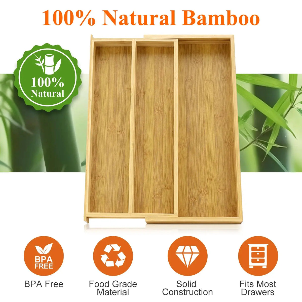 ZipChop™ Compact Space-Saving Bamboo Cutlery Organizer