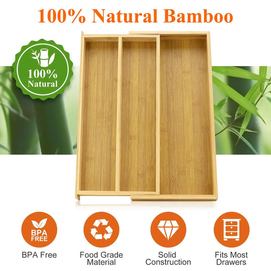 ZipChop™ Compact Space-Saving Bamboo Cutlery Organizer