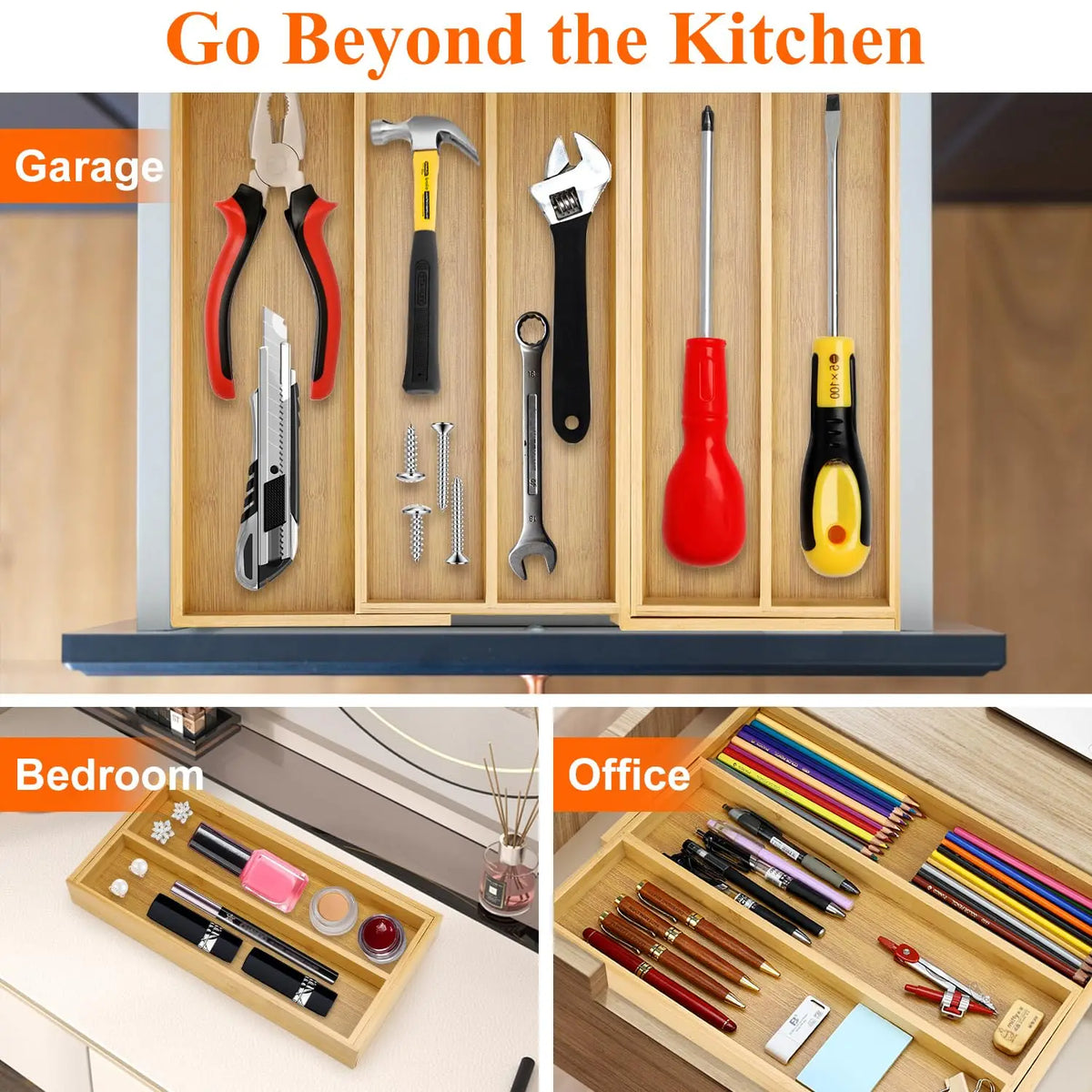 ZipChop™ Compact Space-Saving Bamboo Cutlery Organizer
