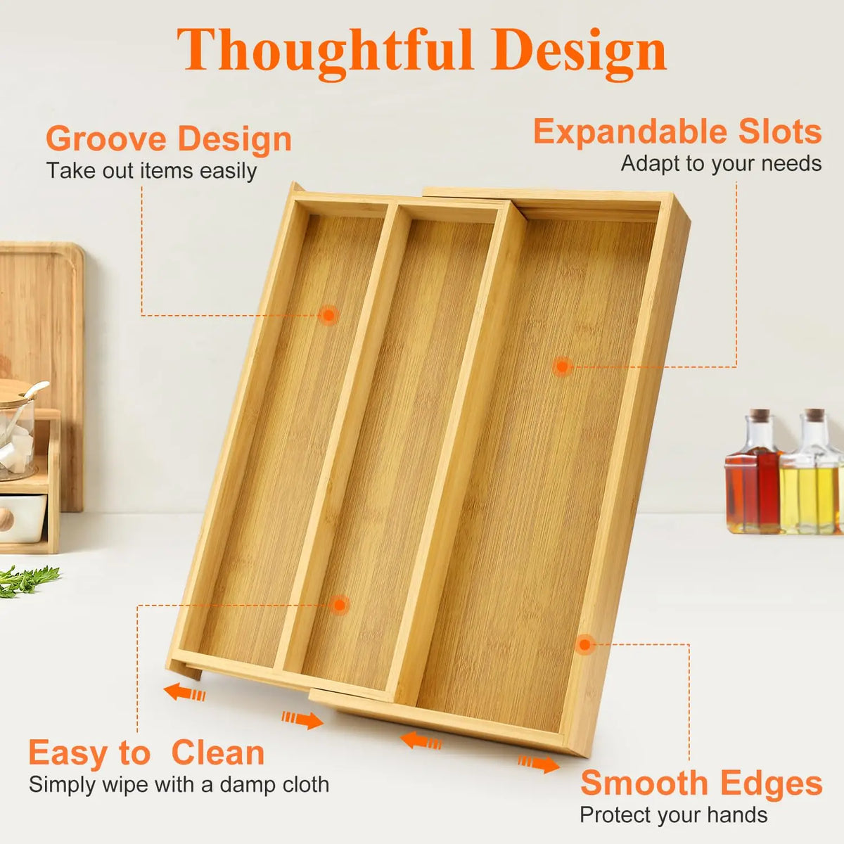 ZipChop™ Compact Space-Saving Bamboo Cutlery Organizer