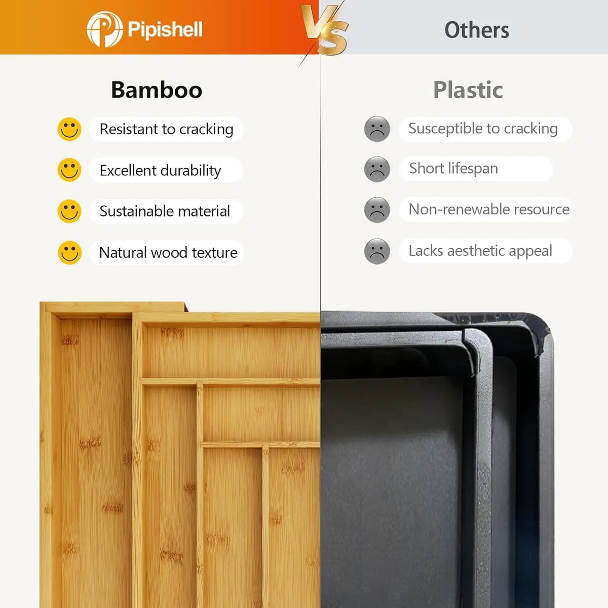 ZipChop™ Expandable Bamboo Cutlery Drawer Organizer
