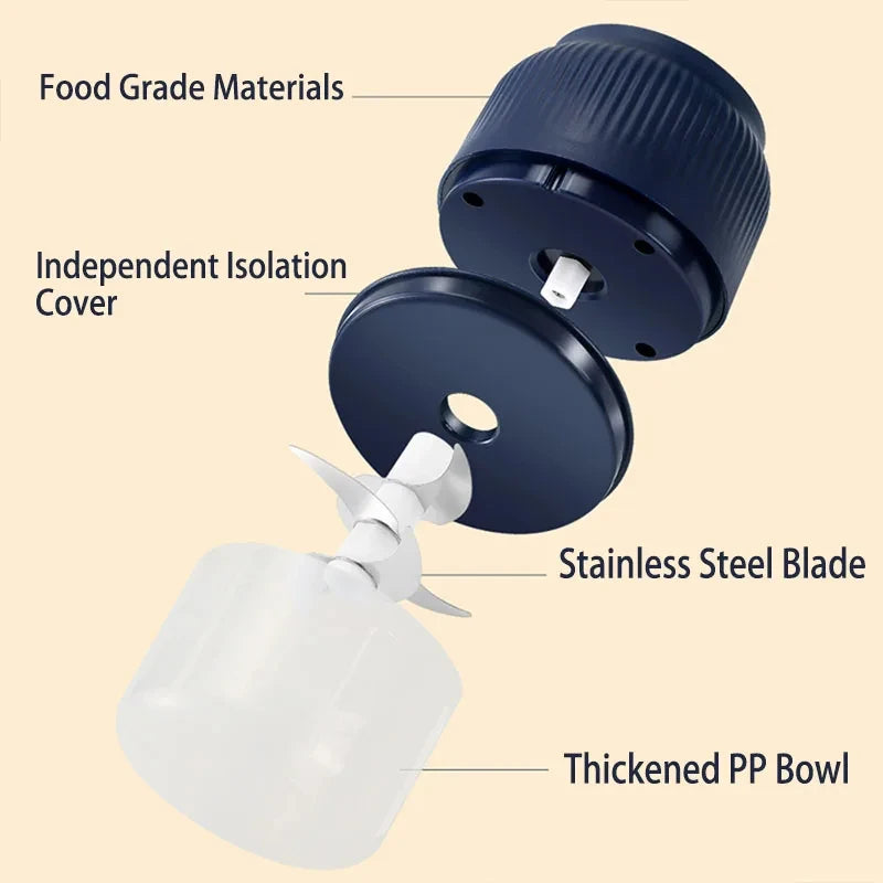 250ml Mini Wireless Electric Vegetable Chopper - Portable USB Rechargeable Garlic Crusher & Food Processor