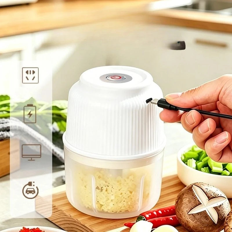 Mini Electric Garlic Chopper & Meat Grinder - Wireless Food Processor (100ml, 200ml, 300ml)