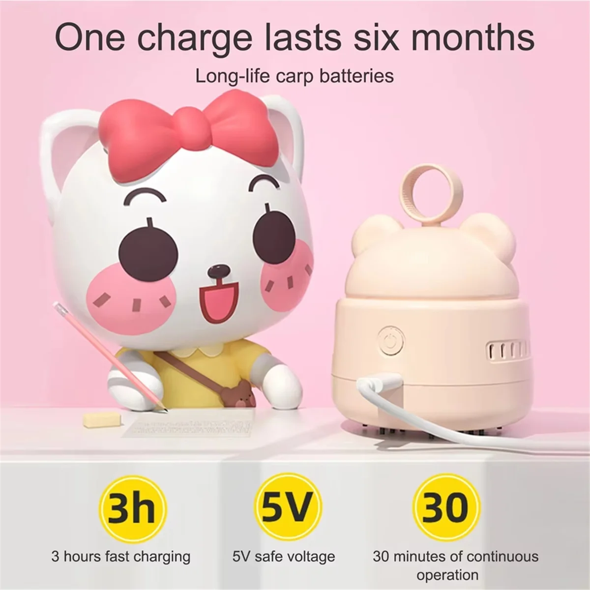 ZipChop™ Cute Bear-Ring Mini Desktop Vacuum