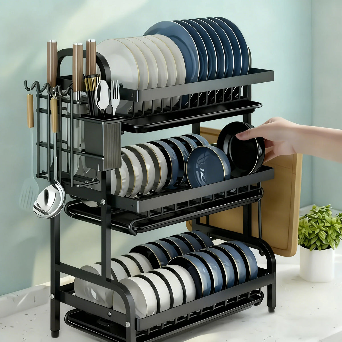 ZipChop™ 3-Tier Vertical Large Capacity Dish Drying Rack