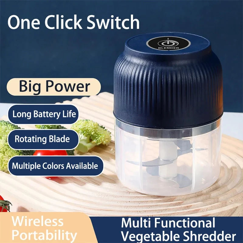 250ml Mini Wireless Electric Vegetable Chopper - Portable USB Rechargeable Garlic Crusher & Food Processor