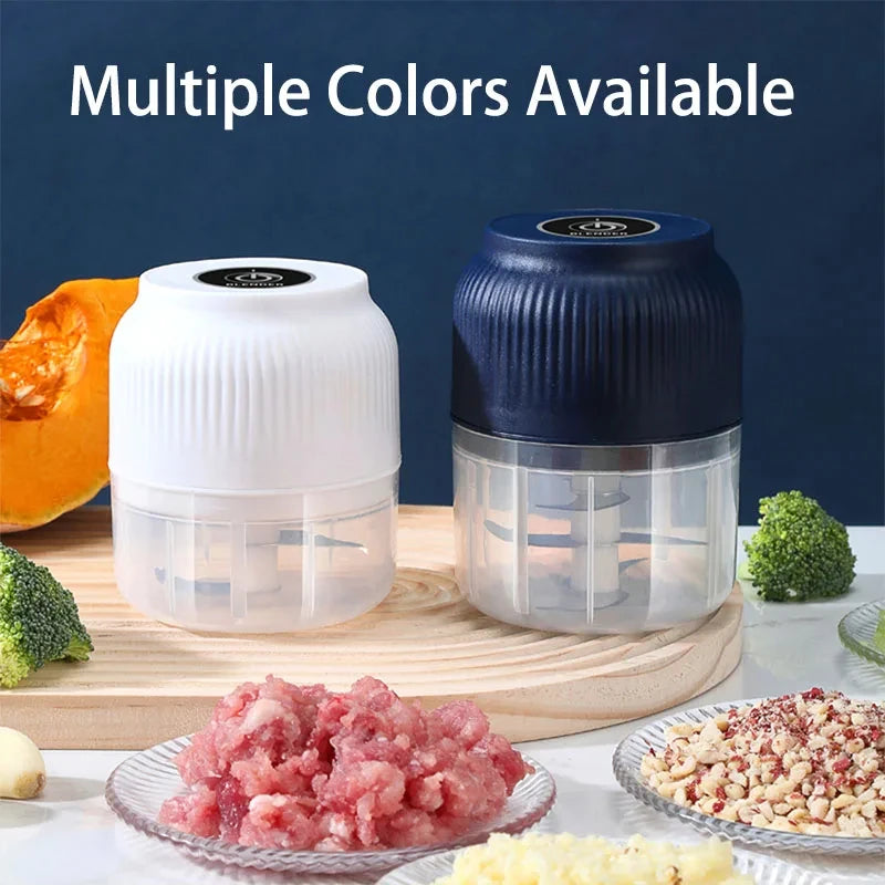 250ml Mini Wireless Electric Vegetable Chopper - Portable USB Rechargeable Garlic Crusher & Food Processor
