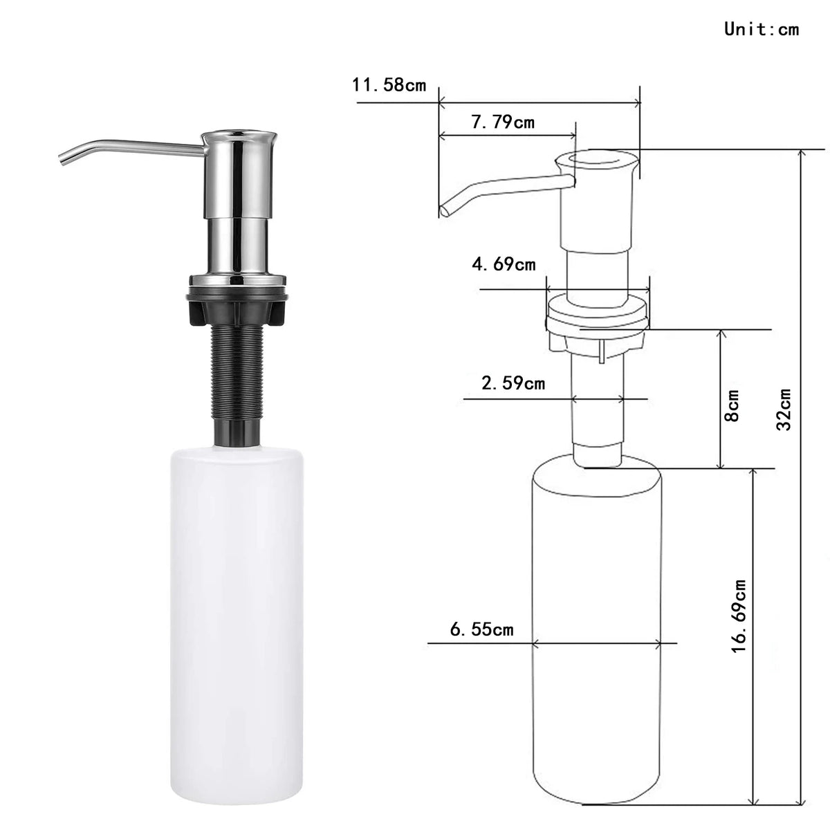 ZipChop™ Premium Built-In Sink Soap Dispenser